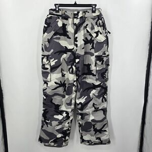 Mens Large Urban Camo Insulated Snow Pants Gray White Black Ski Snowboard Cargo